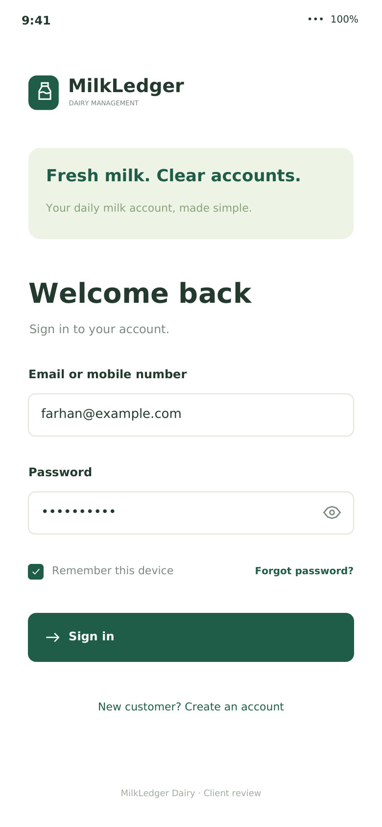 Mobile sign in