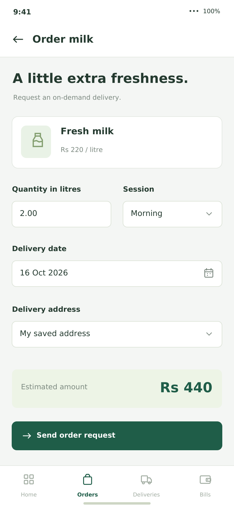 Mobile order milk