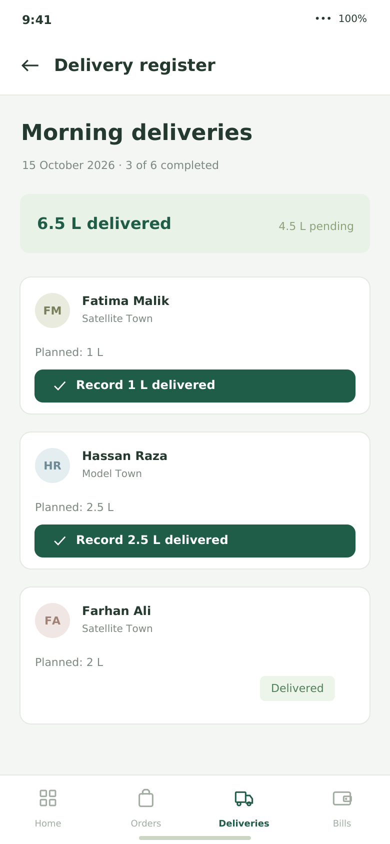 Mobile delivery register