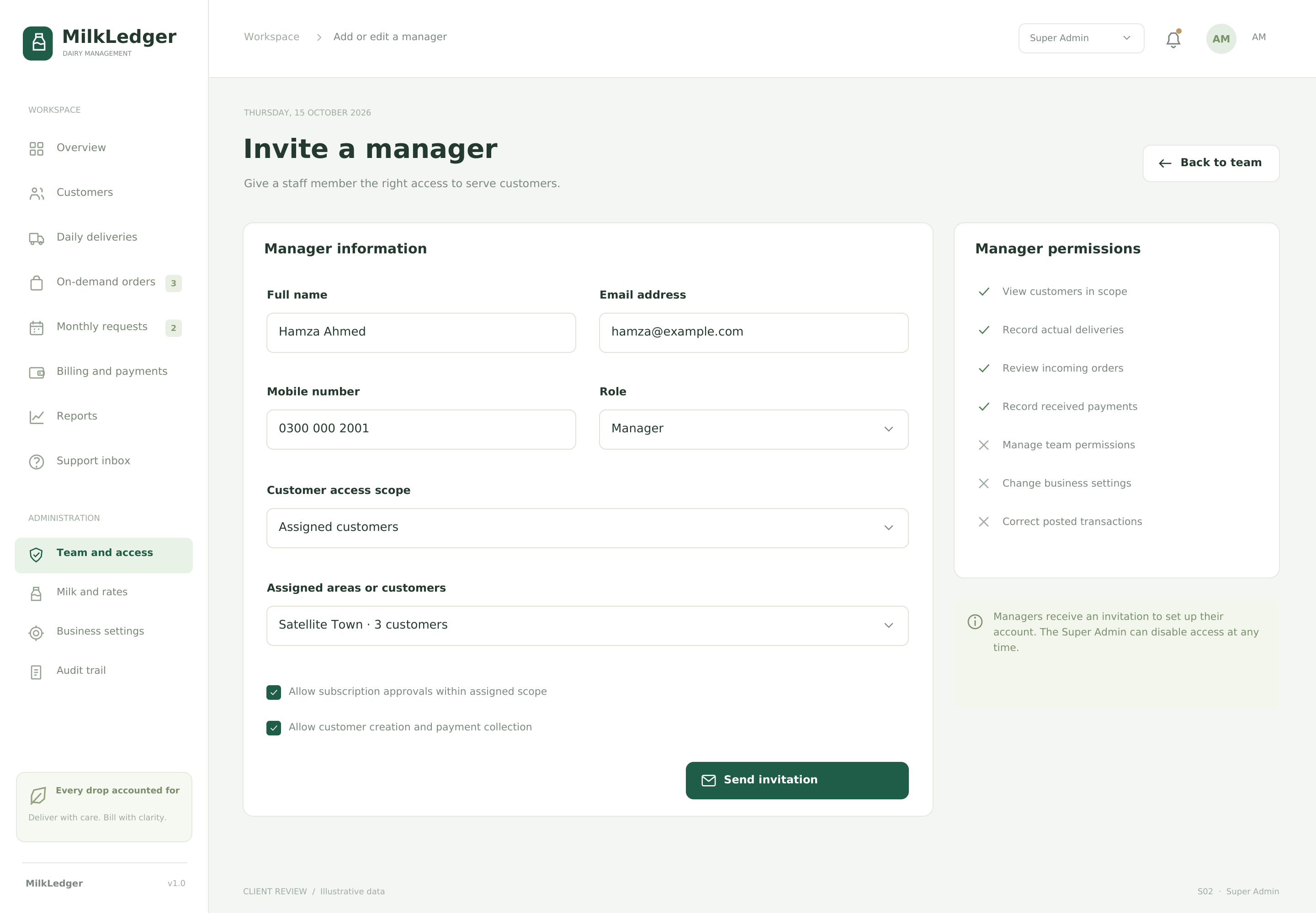 Add or edit a manager