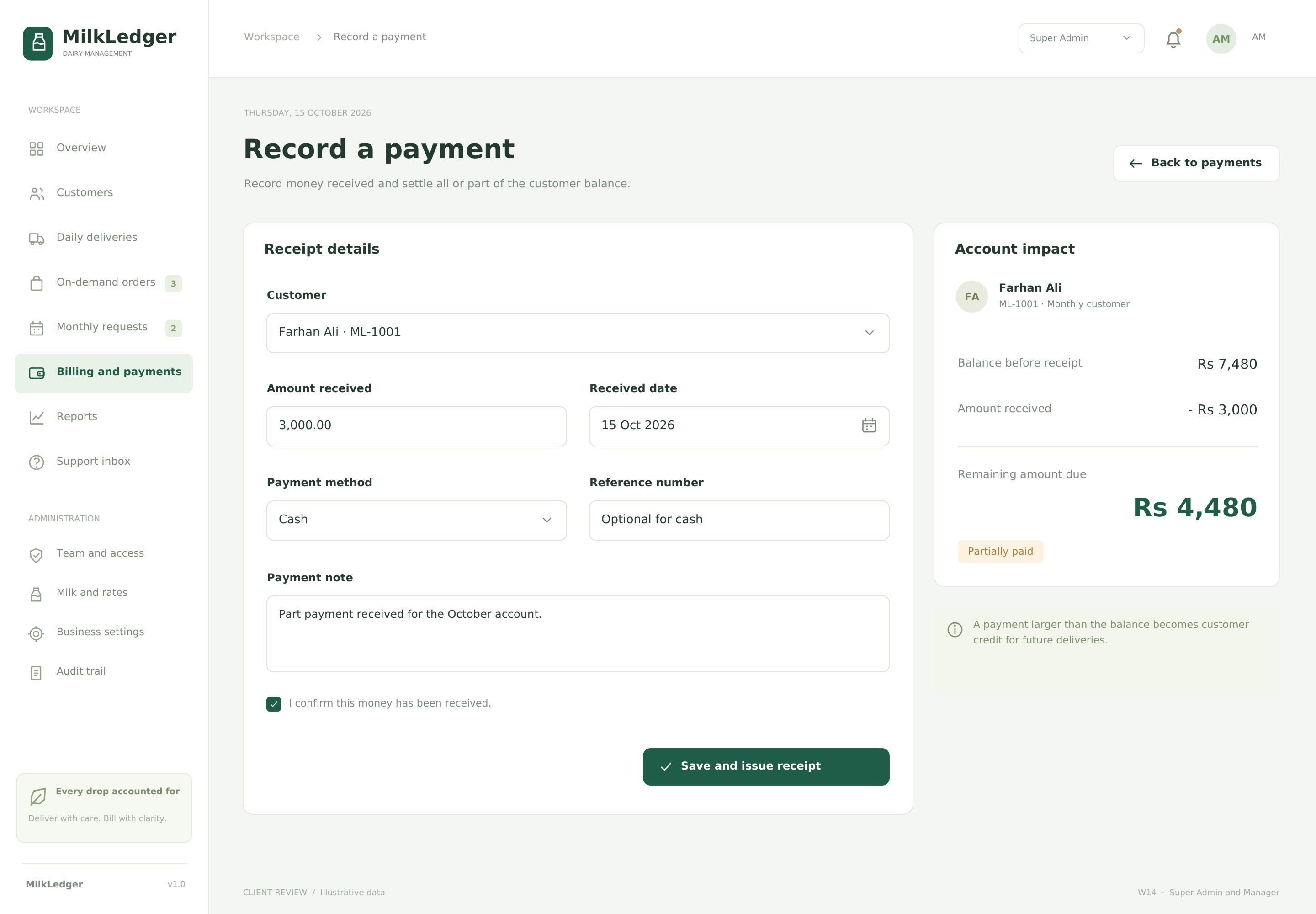Record a payment