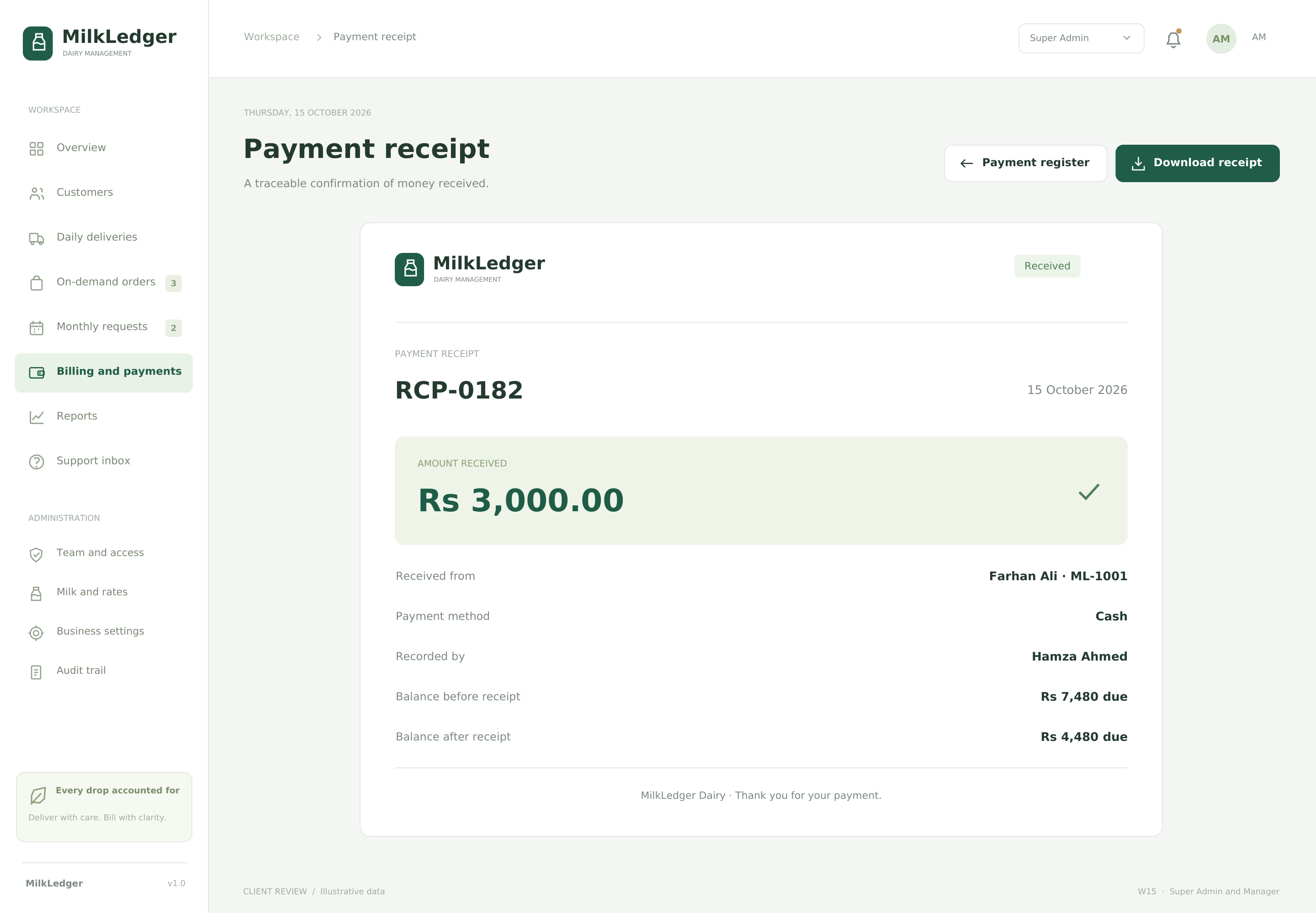 Payment receipt